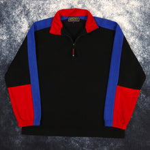 Load image into Gallery viewer, Vintage 90s Black, Red &amp; Blue Colour Block 1/4 Zip Fleece Sweatshirt | Large
