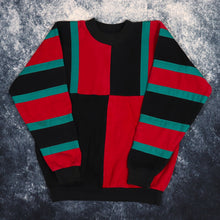 Load image into Gallery viewer, Vintage 90s Black, Red &amp; Teal Colour Block Sweatshirt | XS
