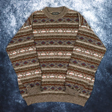 Load image into Gallery viewer, Vintage 90s Brown Aztec Grandad Jumper | Large

