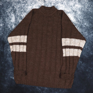 Vintage 90s Brown & Oatmeal Surgimoto High Neck Jumper | XXL