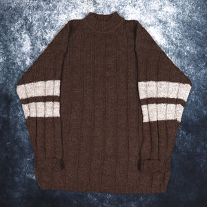 Vintage 90s Brown & Oatmeal Surgimoto High Neck Jumper | XXL