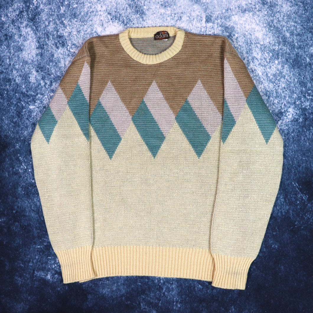 Vintage 90s Diamond Grandad Jumper | Small