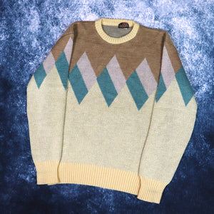 Vintage 90s Diamond Grandad Jumper | Small