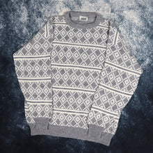 Load image into Gallery viewer, Vintage 90s Grey &amp; Cream Nico Diamond Grandad Jumper | Medium
