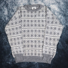 Load image into Gallery viewer, Vintage 90s Grey &amp; Cream Nico Diamond Grandad Jumper | Medium
