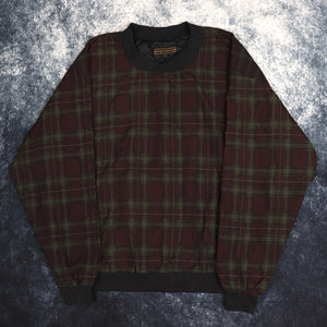 Vintage 90s Maroon, Green & Brown Tartan Windbreaker Sweatshirt | XL