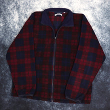 Load image into Gallery viewer, Vintage 90s Maroon &amp; Navy Antartex Tartan Fleece Jacket | XL
