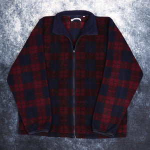 Vintage 90s Maroon & Navy Antartex Tartan Fleece Jacket | XL