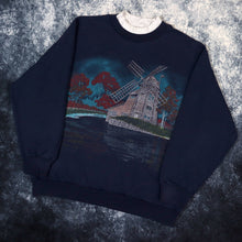 Load image into Gallery viewer, Vintage 90s Navy Windmill Print Sweatshirt | Small
