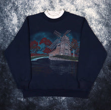 Load image into Gallery viewer, Vintage 90s Navy Windmill Print Sweatshirt | Small
