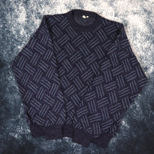Load image into Gallery viewer, Vintage 90s Navy &amp; Baby Blue Abstract Grandad Jumper | Small

