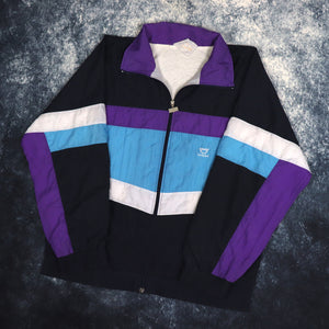 Vintage 90s Navy, Purple, Blue & Grey Leopard Windbreaker Jacket | XL