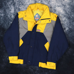 Vintage 90s Navy, Yellow & Grey Shuss Colour Block Ski Jacket | Small