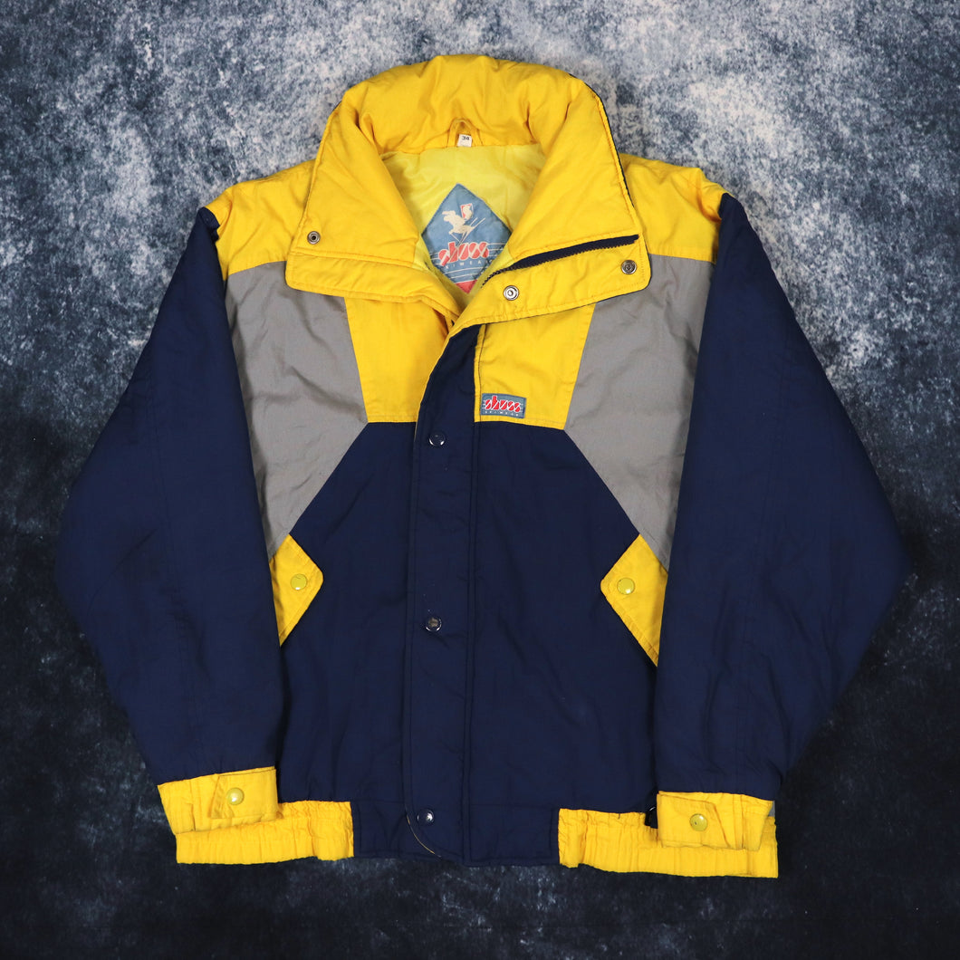 Vintage 90s Navy, Yellow & Grey Shuss Colour Block Ski Jacket | Small