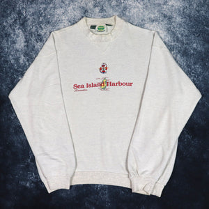 Vintage 90s Oatmeal Old River Sea Island Harbour Sweatshirt | XL