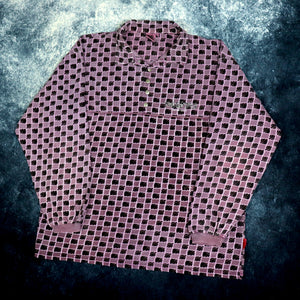 Vintage 90s Purple & Black Checkered Mad Dogs Collared Sweatshirt | Large