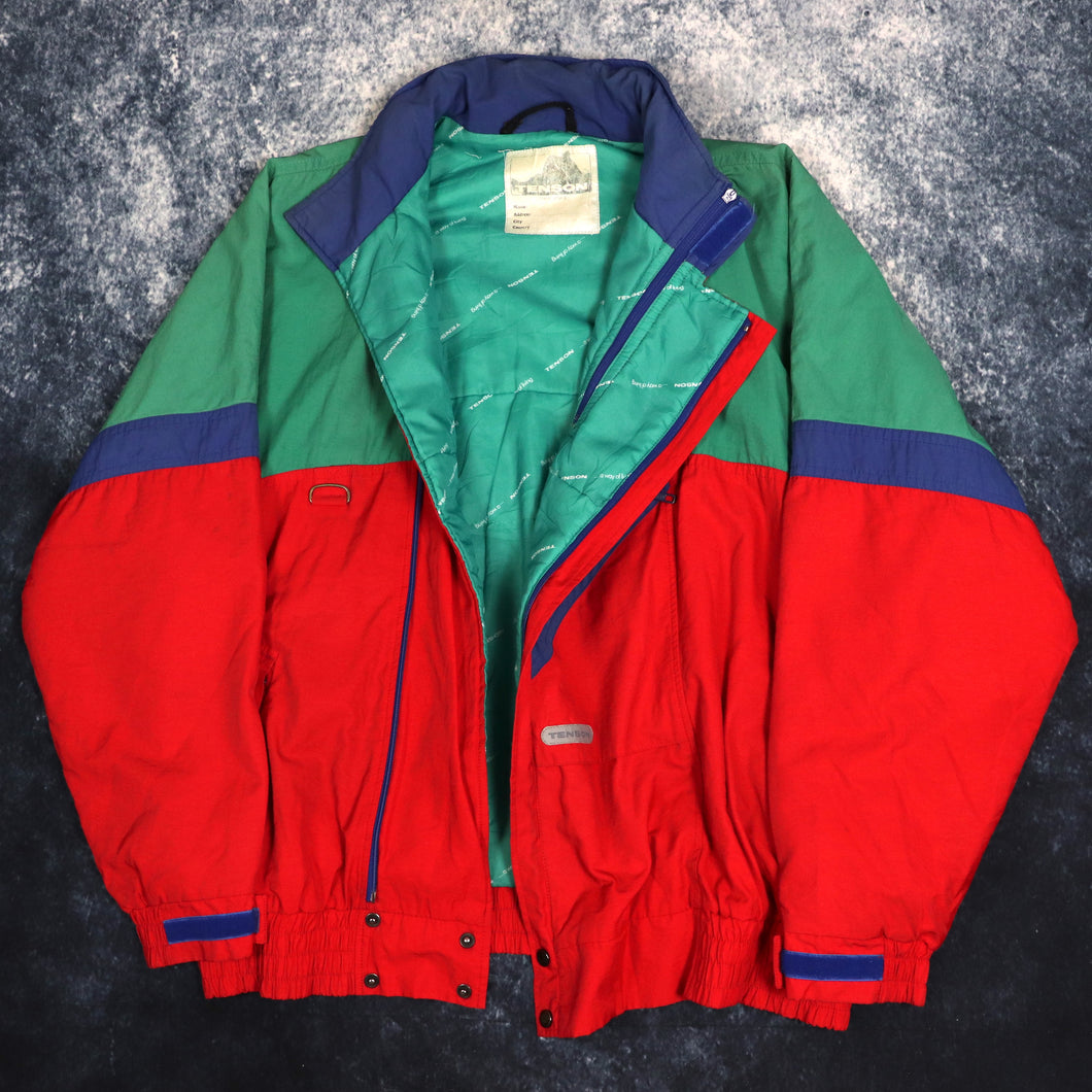 Vintage 90s Teal, Red & Blue Tenson Colour Block Jacket | XXL