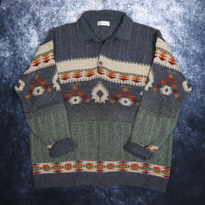 Vintage Aztec Collared Grandad Jumper | 3XL