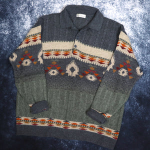 Vintage Aztec Collared Grandad Jumper | 3XL