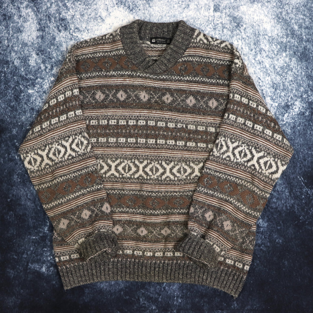 Vintage Aztec Grandad Jumper | Small