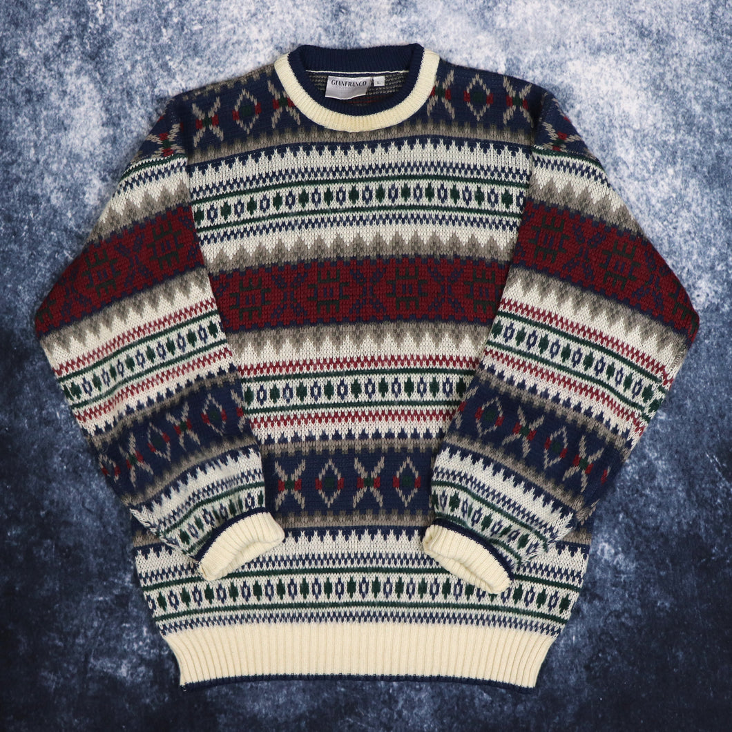 Vintage Aztec Grandad Jumper | Large