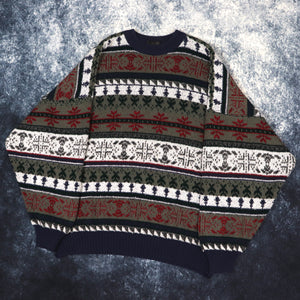 Vintage 90s Aztec Grandad Jumper | Medium