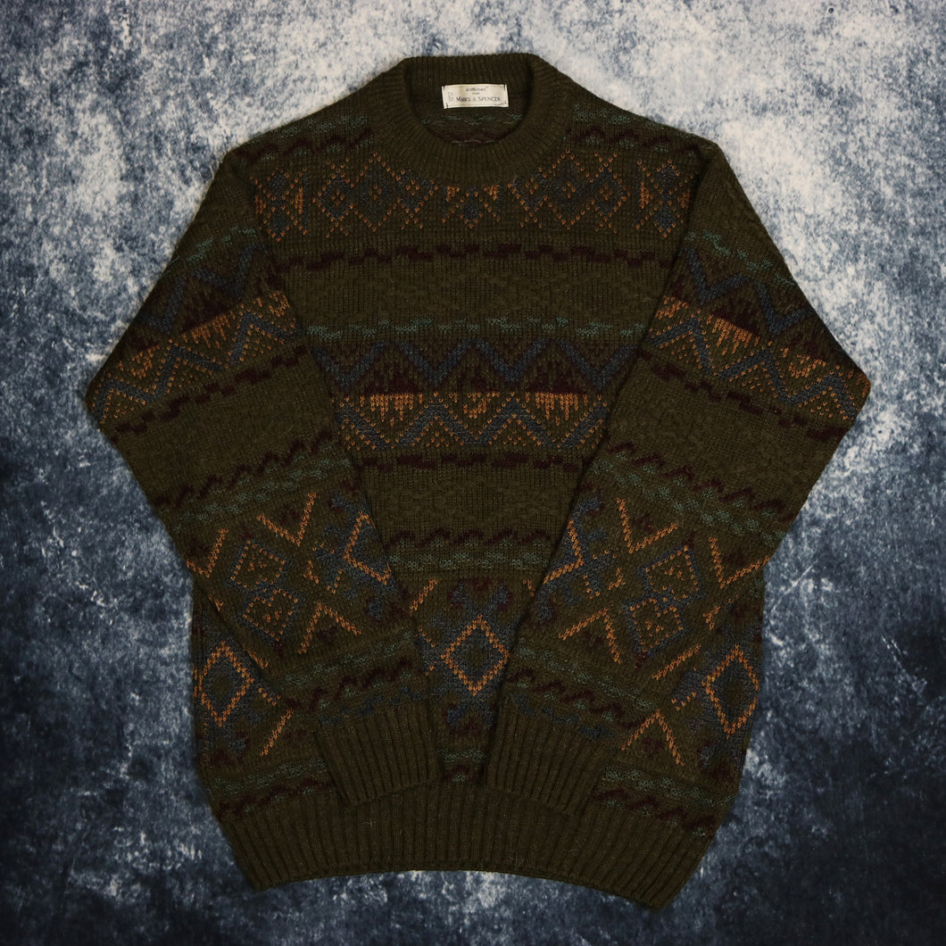 Vintage Khaki Aztec Jumper