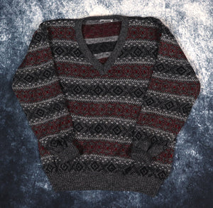 Vintage 90s Aztec V Neck Grandad Jumper | XS