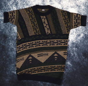 Vintage Aztec V Neck Grandad Vest Jumper | Medium