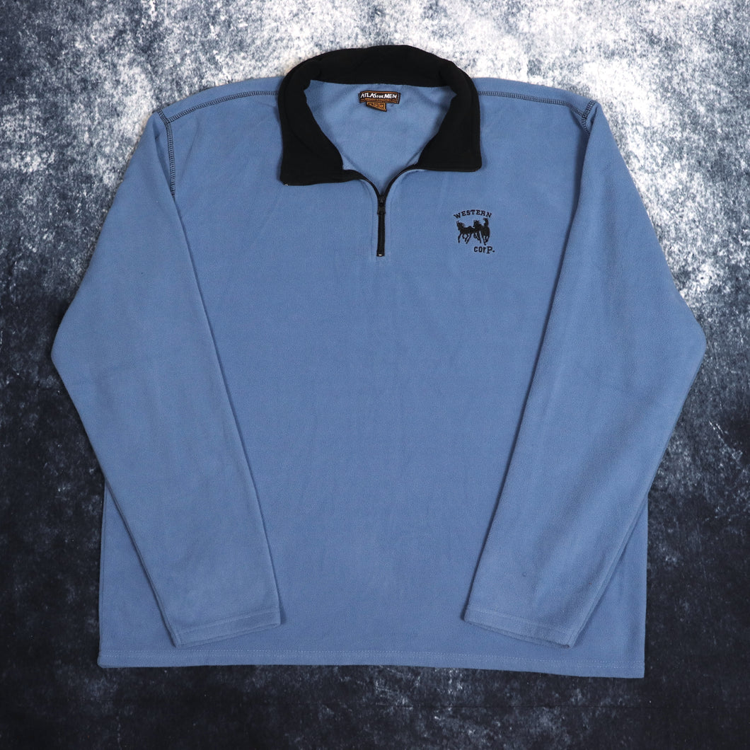 Vintage Baby Blue Atlas For Men 1/4 Zip Fleece Sweatshirt | XXL