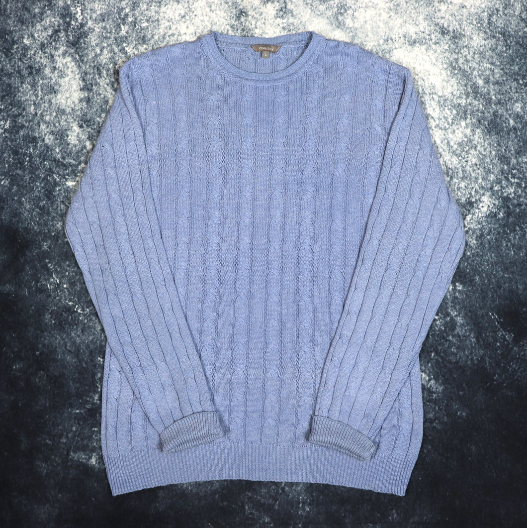 Vintage Baby Blue Cable Knit Style Jumper | Large