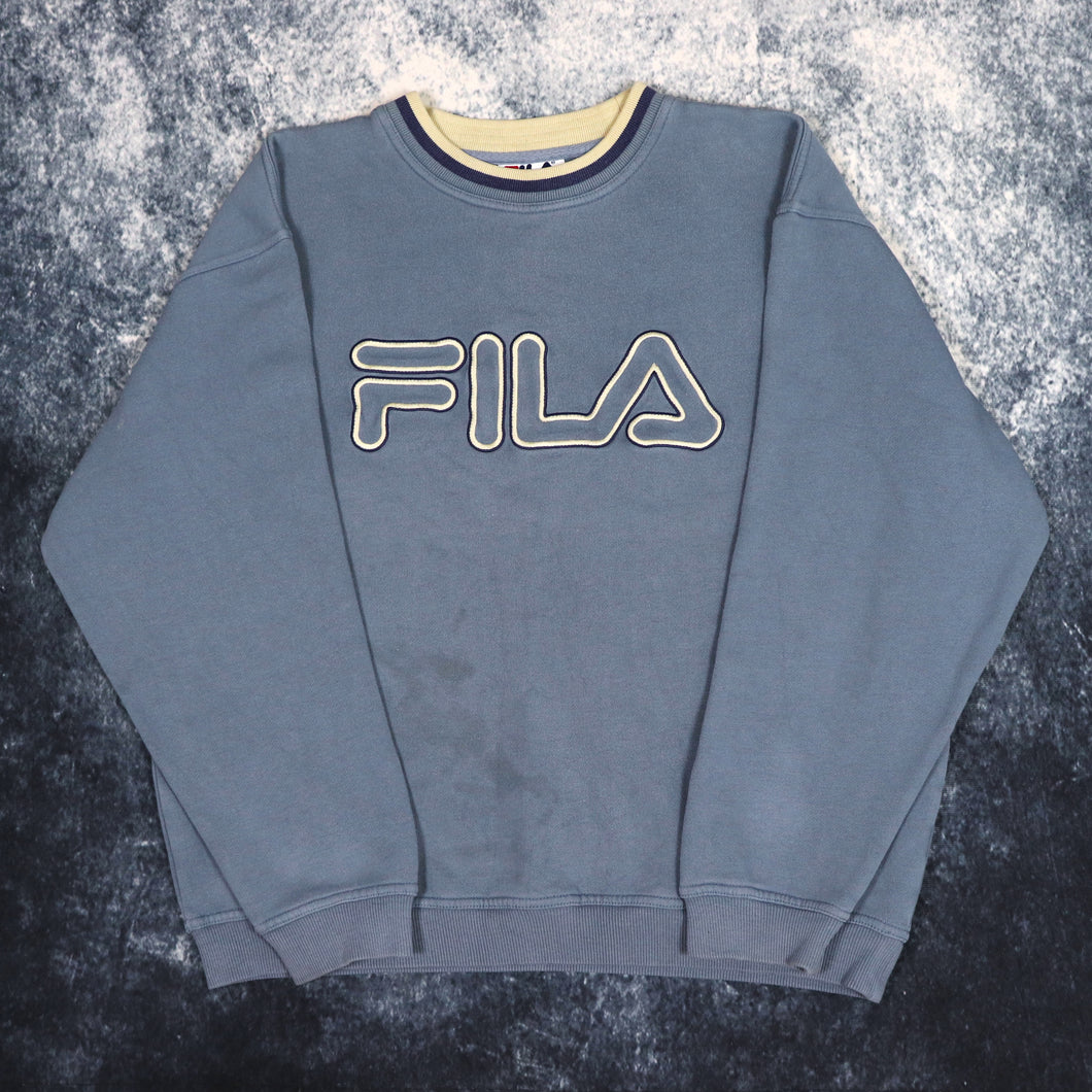 Vintage Baby Blue Fila Spell Out Sweatshirt | Medium