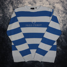 Load image into Gallery viewer, Vintage Baby Blue &amp; Blue Striped Fred Perry Jumper
