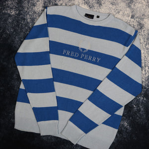 Vintage Baby Blue & Blue Striped Fred Perry Jumper