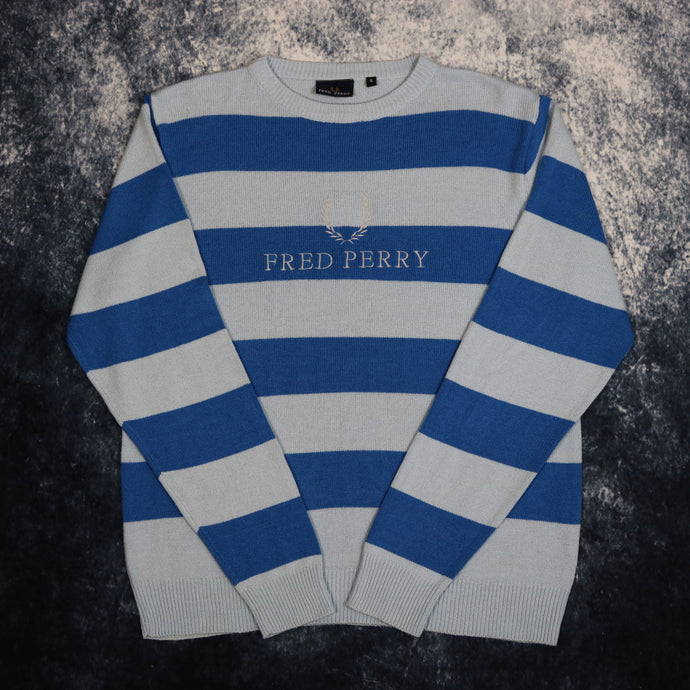 Vintage Baby Blue & Blue Striped Fred Perry Jumper