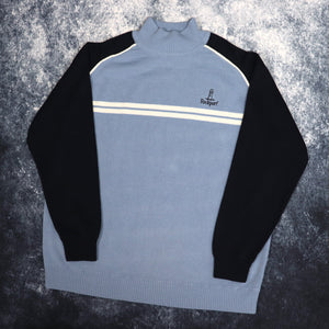 Vintage Baby Blue, Cream & Navy Rockport High Neck Jumper | Medium