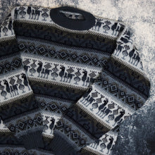 Load image into Gallery viewer, Vintage Baby Blue &amp; Navy Aztec Jumper

