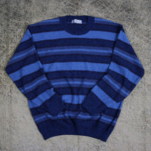 Load image into Gallery viewer, Vintage Baby Blue &amp; Navy Striped Jumper
