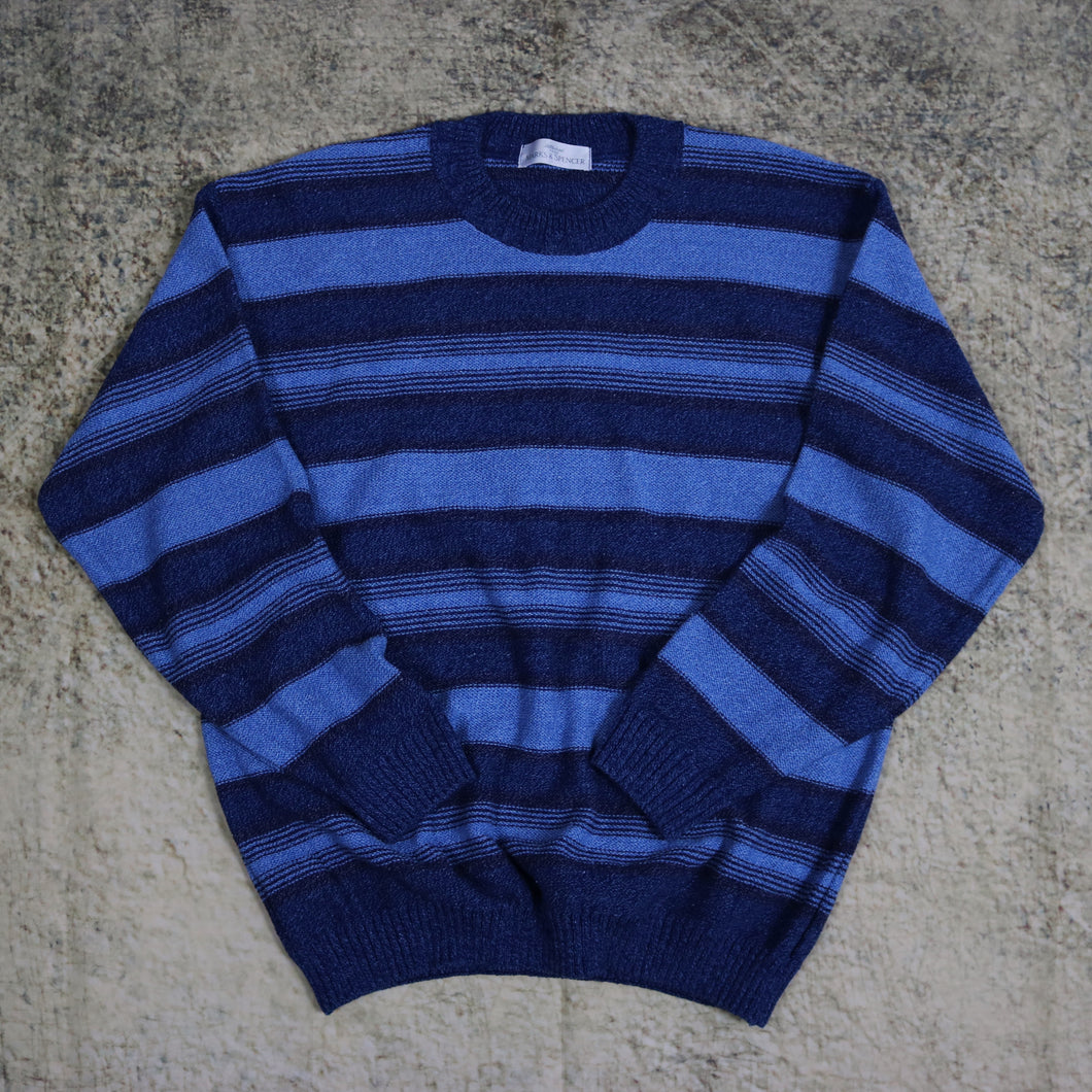 Vintage Baby Blue & Navy Striped Jumper