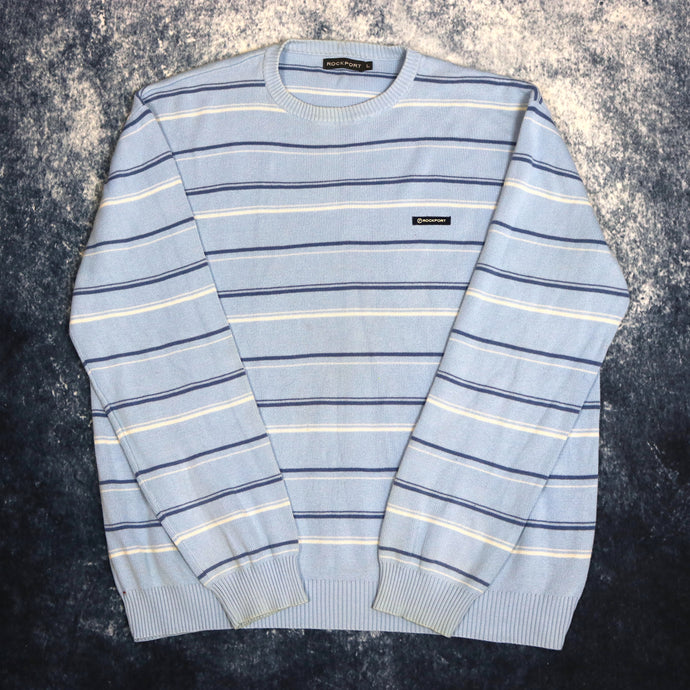 Vintage Baby Blue, Navy & White Striped Rockport Jumper