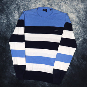 Vintage Baby Blue, Navy & White Stripy Gant Jumper | XXL