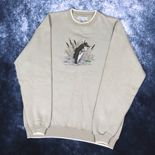 Load image into Gallery viewer, Vintage 90s Beige Bass Embroidered Fishing Sweatshirt | XL
