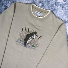 Load image into Gallery viewer, Vintage 90s Beige Bass Embroidered Fishing Sweatshirt | XL
