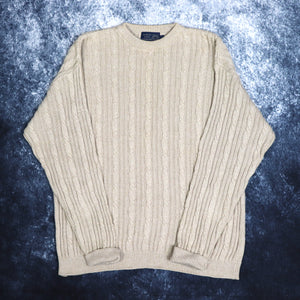 Vintage Beige Cable Knit Style Jumper | Medium
