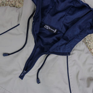Vintage Beige Hooded 1/4 Zip Jacket