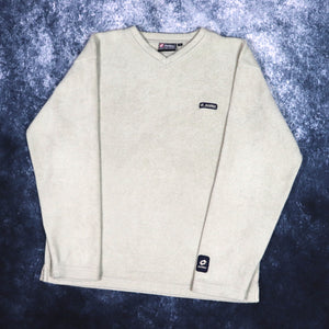 Vintage 90s Beige Lotto V Neck Fleece Sweatshirt | Medium