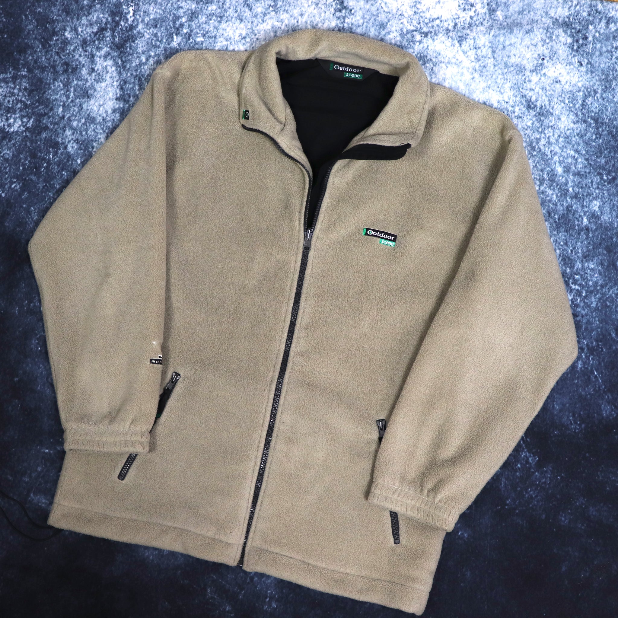 Vintage Beige Outdoor Scene Fleece Jacket Large ragkid