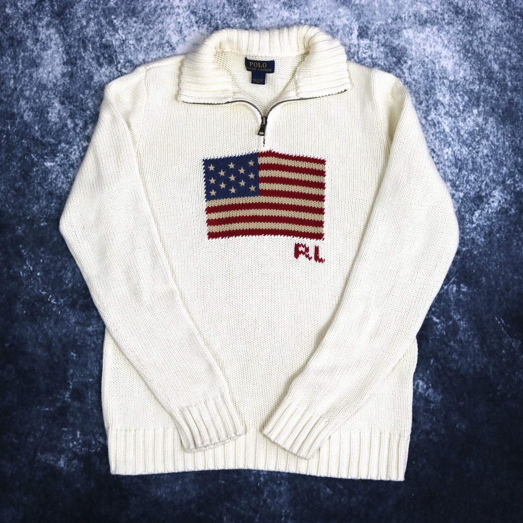 Vintage Beige Ralph Lauren 1/4 Zip Jumper | XS