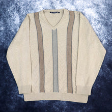 Load image into Gallery viewer, Vintage Beige Woodville V Neck Grandad Jumper | Large
