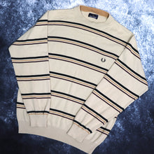 Load image into Gallery viewer, Vintage Beige, Black &amp; Burgundy Striped Fred Perry Jumper | Small
